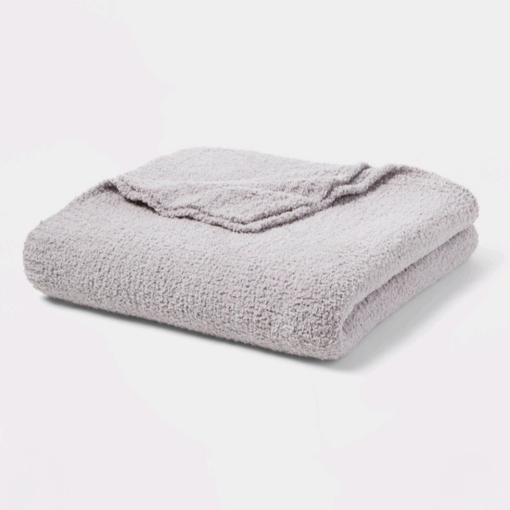 Threshold King Cozy Chenille Bed Blanket Gray